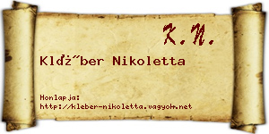 Kléber Nikoletta névjegykártya